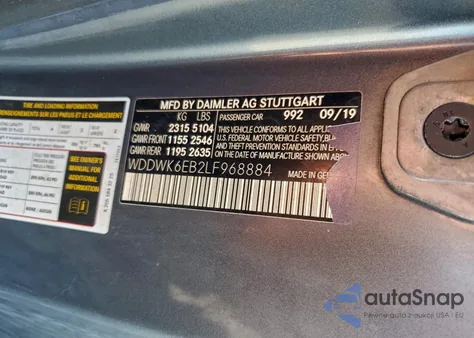 2020 Mercedes-Benz C 43 Amg z USA, uszkodzony, nr VIN WDDWK6EB2LF968884